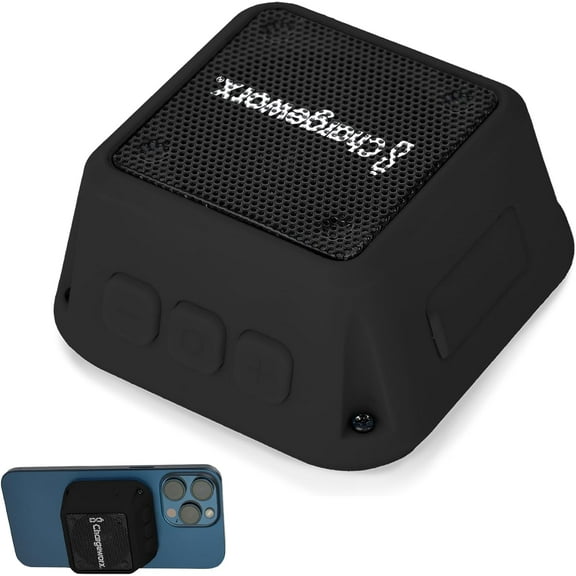 CHARGEWORX Magnetic Bluetooth Speaker and Phone Stand, Portable Mini Speaker, USB-C Rechargeable Wireless Device for High-Fidelity Audio, Compatible with MagSafe iPhone 16/15/14/13/12 Case, Black