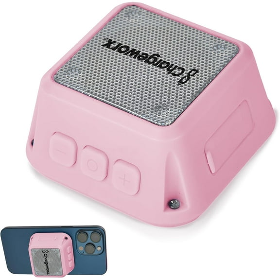 CHARGEWORX Magnetic Bluetooth Speaker and Phone Stand, Portable Mini Speaker, USB-C Rechargeable Wireless Device for High-Fidelity Audio, Compatible with MagSafe iPhone 16/15/14/13/12 Case, Pink