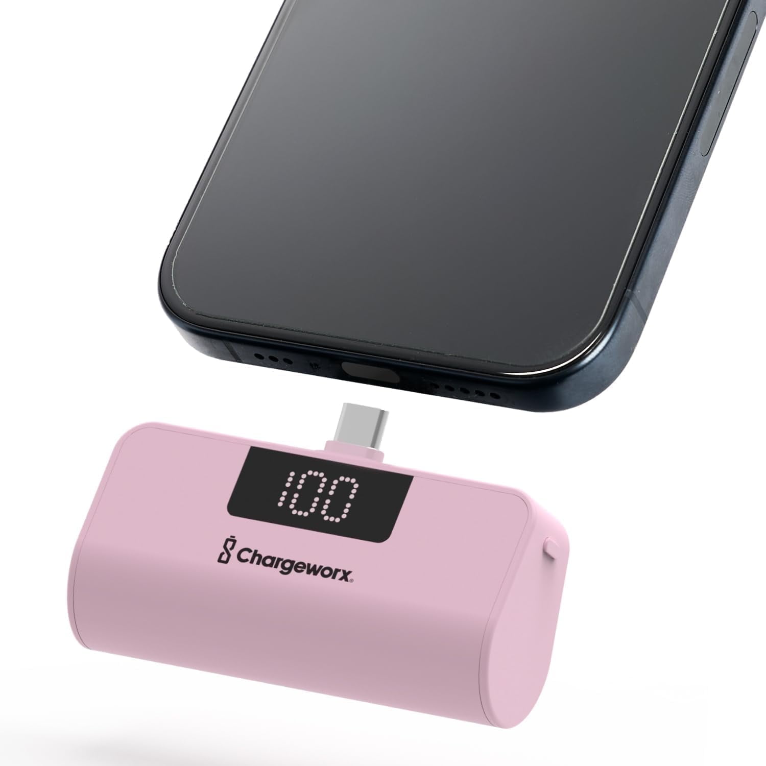 CHARGEWORX Mini Portable Charger Power Bank with Built-in USB-C Connector, LCD Display for Battery, 5000mAh, Fast Charging, Small & Compact Design