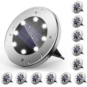 CHARKEE 12 Pack Solar Ground Lights, 8 LED Disc Outdoor Solar Light for Pathway Walkway Yard Garden Decor