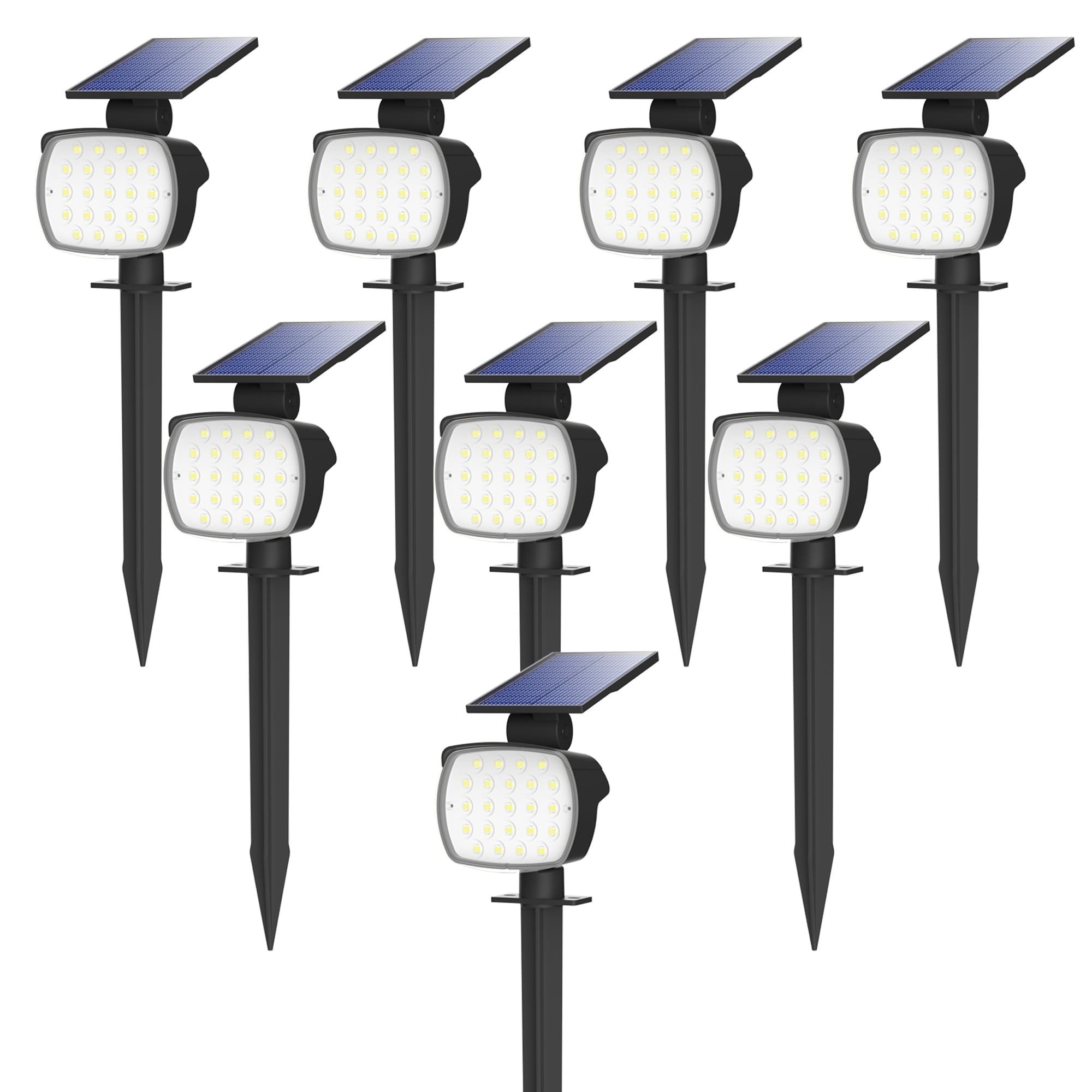 Walmart discounts of Walmart Black Friday Deals 2025 - CHARKEE Solar Powered Outdoor Spot Lights, 800LM 6500K IP65 Waterproof Landscape Path Lights, 8 Pack
