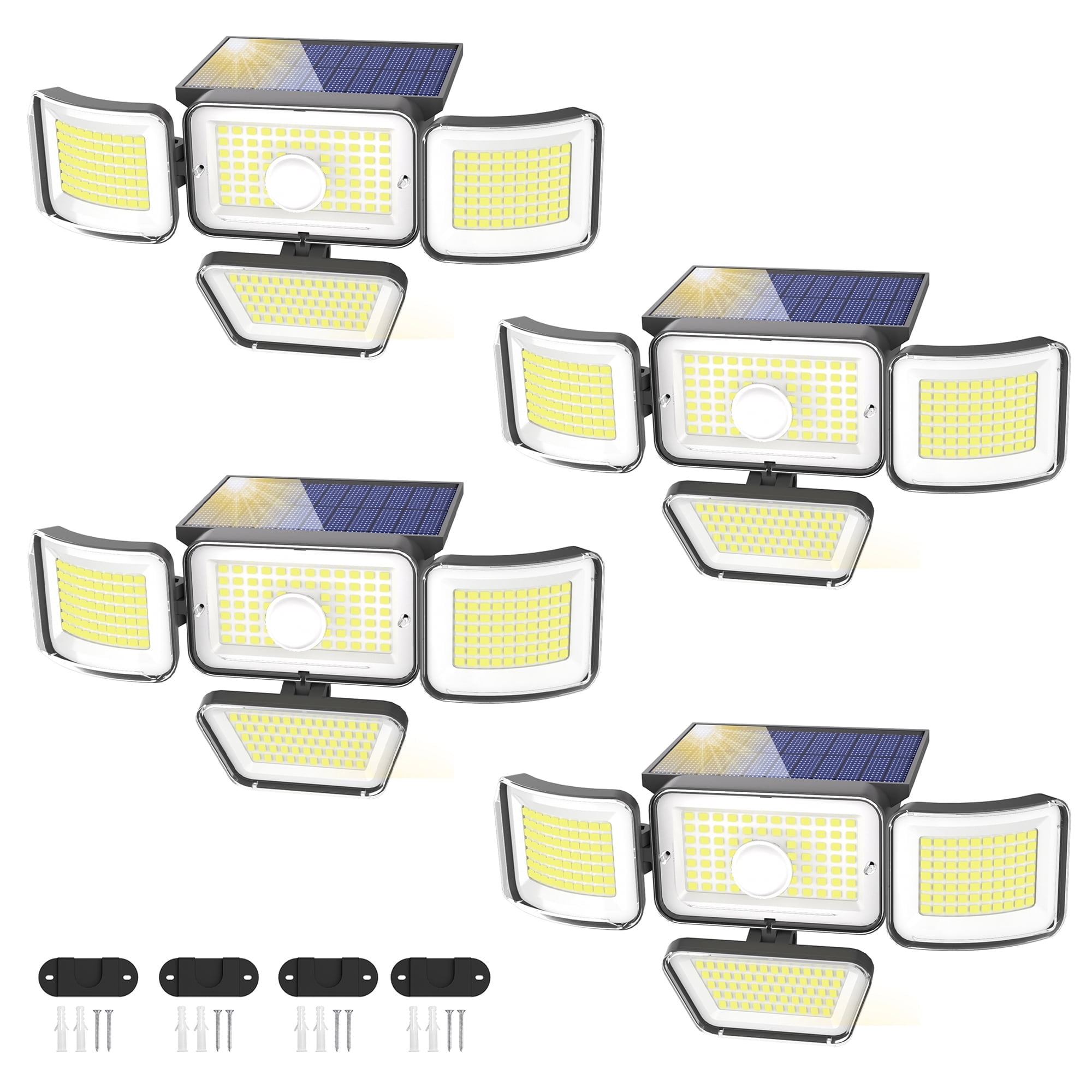 CHARKEE Outdoor Solar Lights,Solar Powered Security Flood Lights with Motion Sensor,4 Pack 3000LM 270°Adjustable for Outside Garage Porch Wall Garden