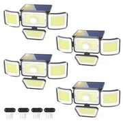 CHARKEE Outdoor Solar Lights,Solar Powered Security Flood Lights with Motion Sensor,4 Pack 3000LM 270 Adjustable for Outside Garage Porch Wall Garden
