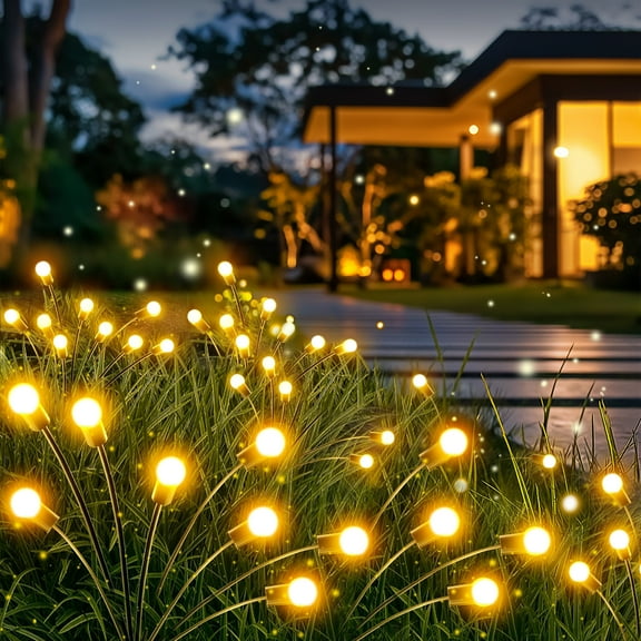 CHARKEE Solar Garden Lights,4 Pack/8 Modes LED Solar Powered Firefly Lights Outdoor Yard Decor