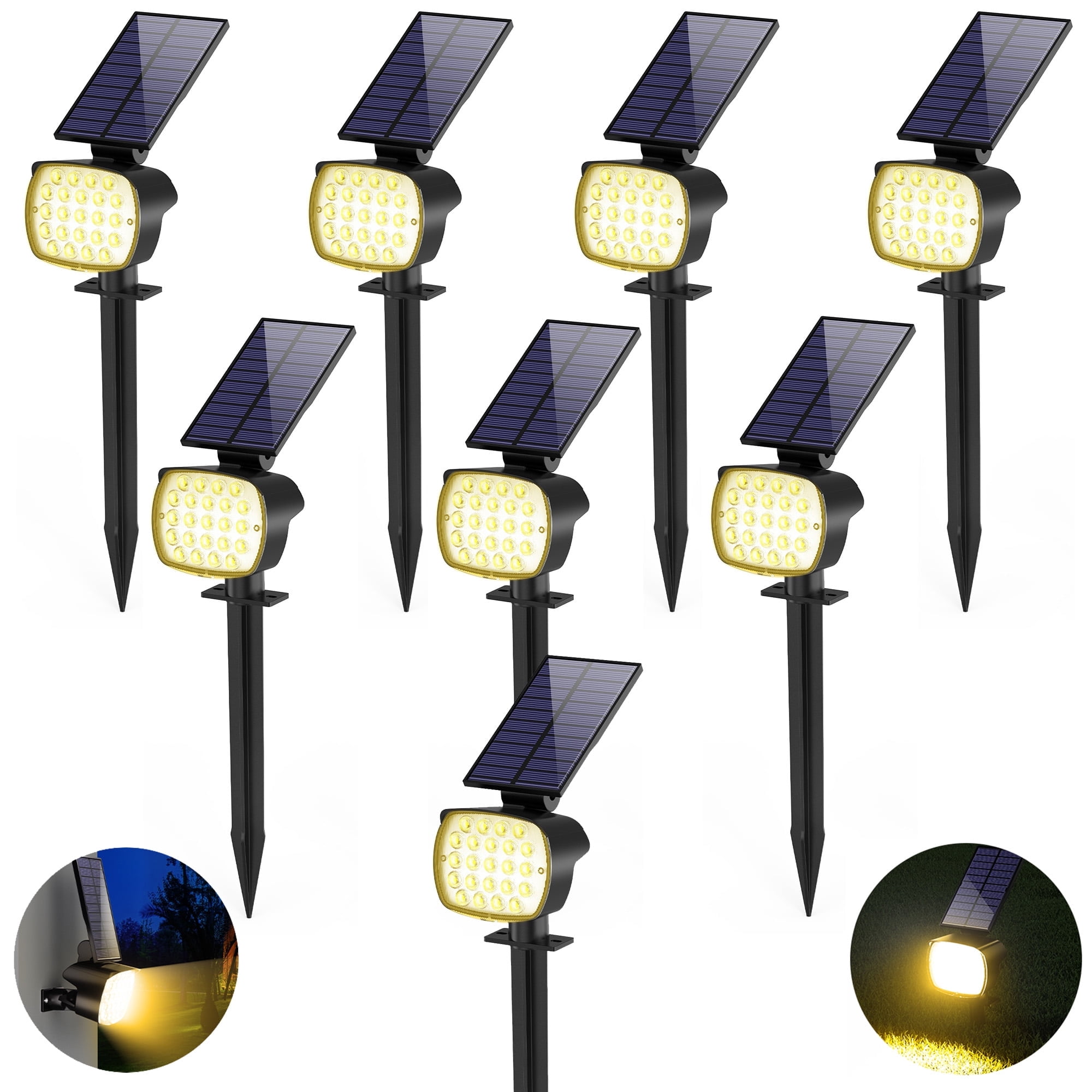 CHARKEE Solar Lights Outdoor,800LM Solar Powered Spotlights for Yard Garden Tree,Warm White