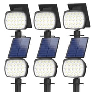 CHARKEE Solar Lights Outdoor Waterproof,6 Pack/800LM 6500K Solar Spot Lights for Yard Garden Tree with 3 Modes