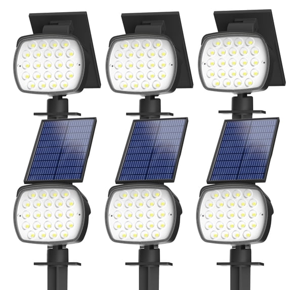 CHARKEE Solar Lights Outdoor Waterproof,6 Pack/800LM 6500K Solar Spot Lights for Yard Garden Tree with 3 Modes