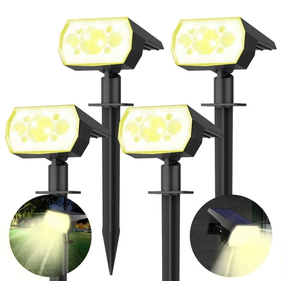 CHARKEE Solar Spot Lights Outdoor,3 Lighting Modes/64 LED Solar Powered Spotlights for The Garden Tree Wall Yard Decor