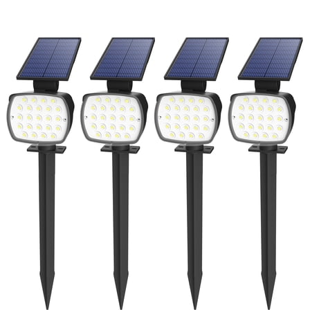 CHARKEE Solar Spot Lights Outdoor Waterproof,4 Pack/800LM 6500K Solar Powered Spotlights for Yard Garden Tree,150°Adjustable Panel