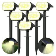 CHARKEE Solar Spot Lights Outdoor Waterproof,6 Pack/64 LED Solar Powered Garden Lights for Yard Landscape Lighting Decoration