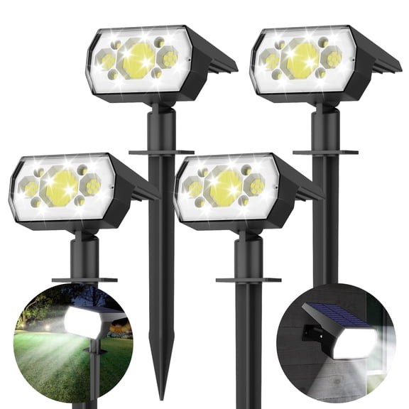 CHARKEE Solar Spotlights Outdoor,3 Modes/64 LED Solar Powered Spot Lights for Yard Garden Landscape Pathway House
