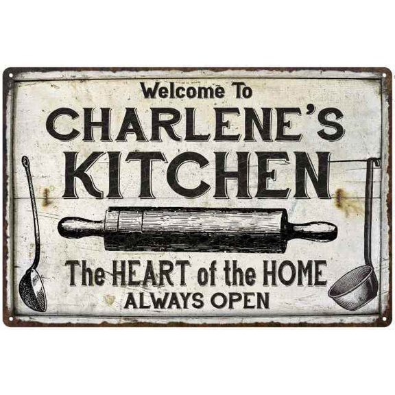 CHARLENE'S Kitchen Farmhouse Sign 8 x 12 High Gloss Metal 208120033223