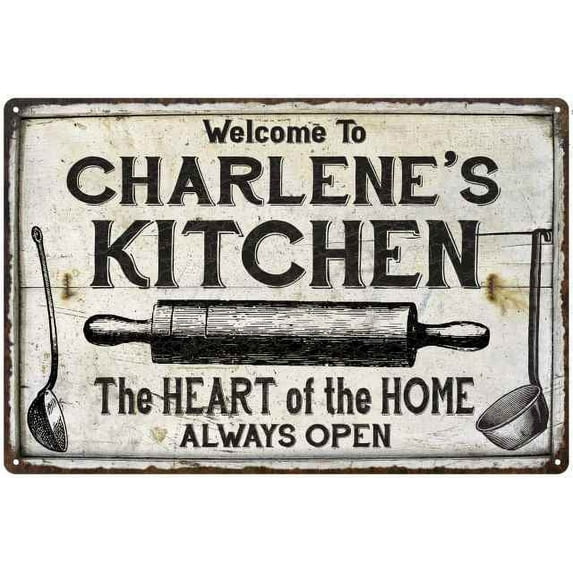 CHARLENE'S Kitchen Farmhouse Sign Gift 8x12 Metal 208120033223