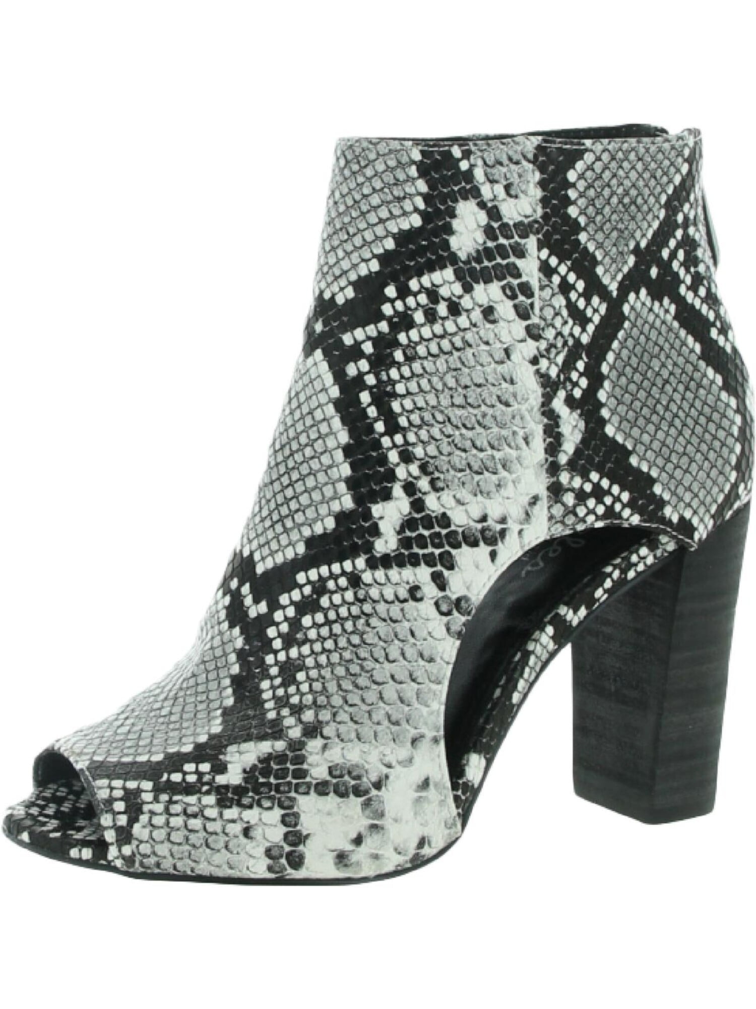CHARLES BY CHARLES DAVID Womens Beige Snake Side Cutouts Padded Fable Open Toe Block Heel Zip Up Dress Booties 9.5 M Walmart