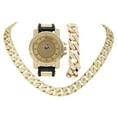 thumbnail image 1 of CHARLES RAYMOND Bling-ed Out It's Lit! Hip Hop Watch & Jewelry Set w/Cuban Chain and Cuban Bracelet - GJM Set (GJM-CB (0586 Blk-Gld Dial)), 1 of 7