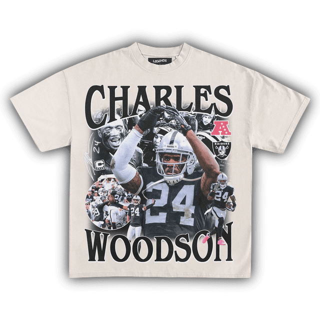 CHARLES WOODSON TEE, Bootleg Print Front Shirt, Football Fan Shirt