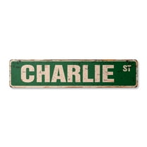 CHARLIE Vintage Aluminum Street Sign Childrens Name Room Metal Sign rustic metal tin | Indoor/Outdoor |  30" Wide