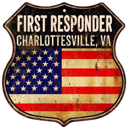 CHARLOTTESVILLE, VA First Responder USA 12x12 Sign Fire Police 211110022817
