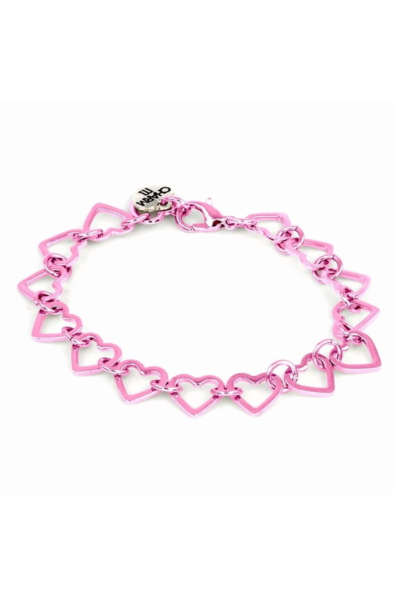 ! Pink Heart Chain Bracelet