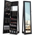 thumbnail image 1 of CHARMAID Jewelry Armoire Cabinet with 62" Tall Full Length Mirror, Lockable Standing Jewelry Organizer with Large Storage Capacity, Inside Makeup Mirror, Stable Base, Easy Assembly (Black), 1 of 9