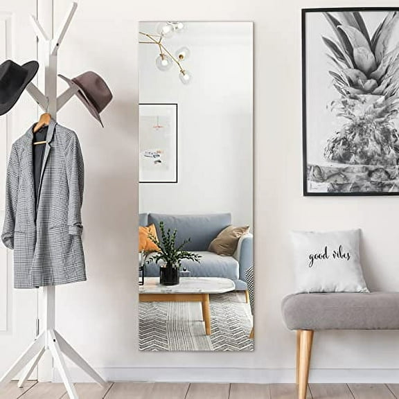 CHARMAID Wall Mounted Mirror Full Length, Frameless Dressing Mirror, 5-Layered Structure, Modern Wall Hanging Body Mirror for Bedroom Dorm Living Room Hallway, 43" x 15"