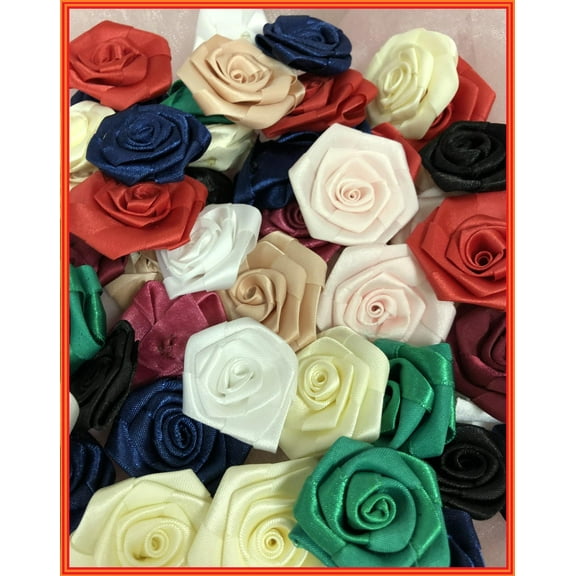 CHARMED 1 3/4" Satin Rose Flower DIY Craft Applique Scrapbook 50 pcs
