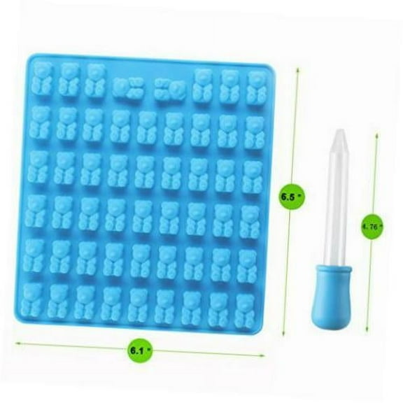 CHARMED 2 pack 53 cavity silicone gummy bear mold with a bonus droppers making gummy