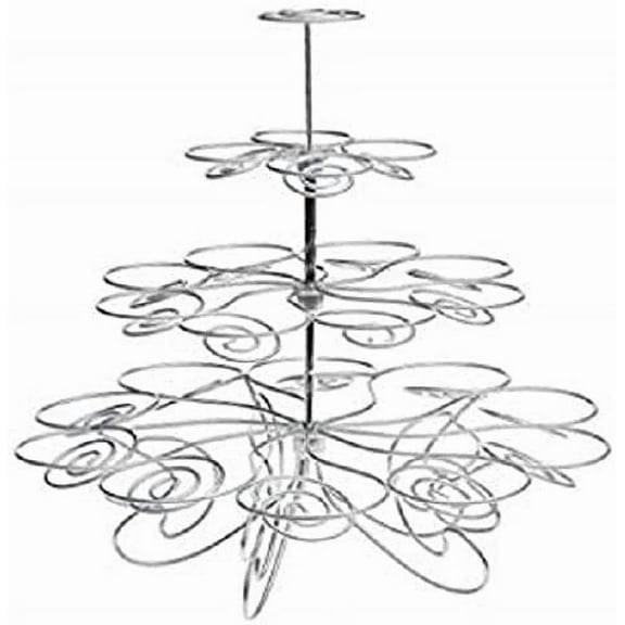 CHARMED 23 CUPS 4 TIERS CUPCAKE DESSERT STAND SILVER