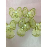 CHARMED 48 PIECES 2" ORGANZA ANGEL BUTTERFLIES CRAFT WEDDING PARTY FLORAL DECORATION GOLD