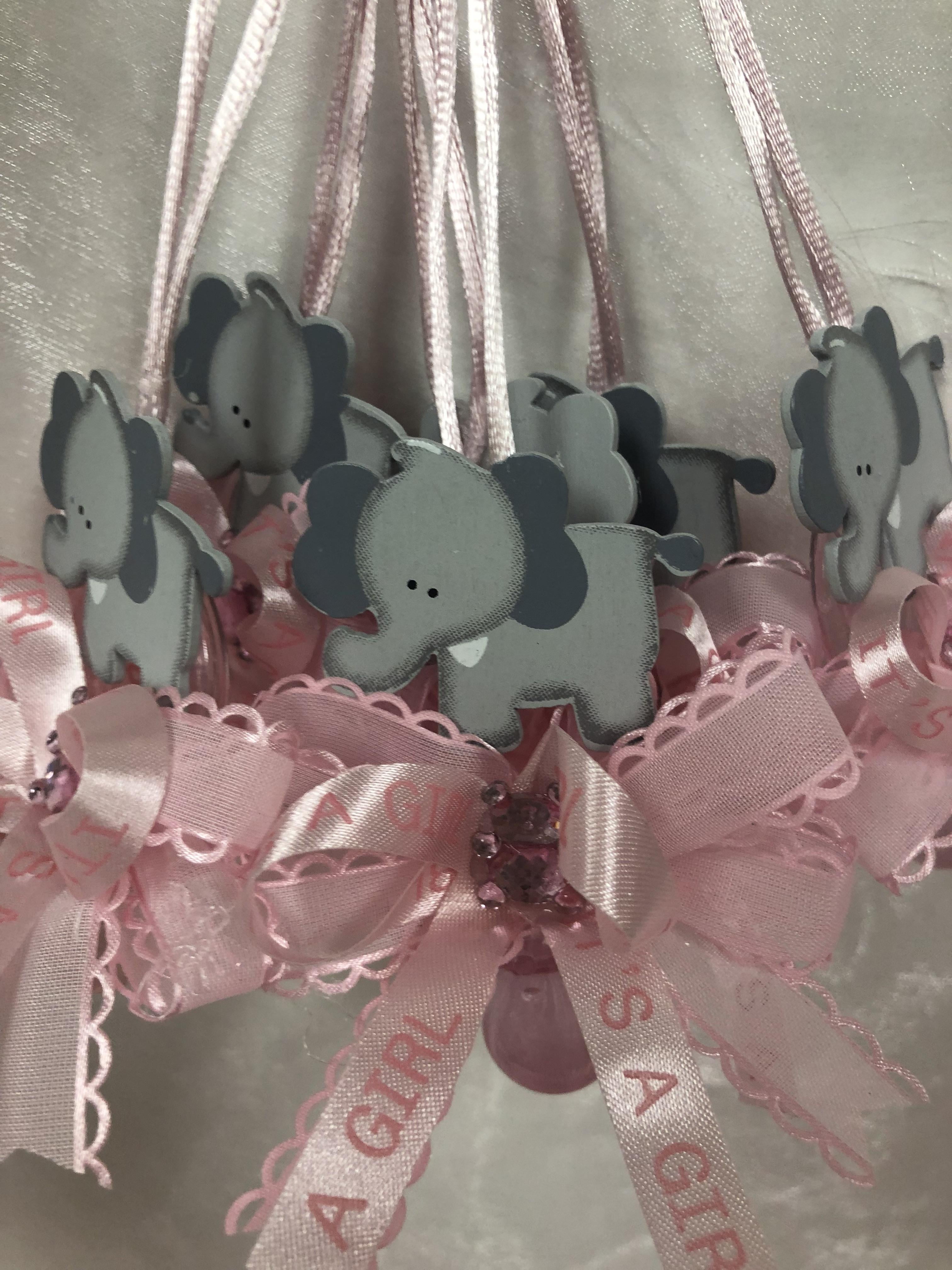 CHARMED Elephant Pacifier Necklaces Baby Shower Games Favors Prizes