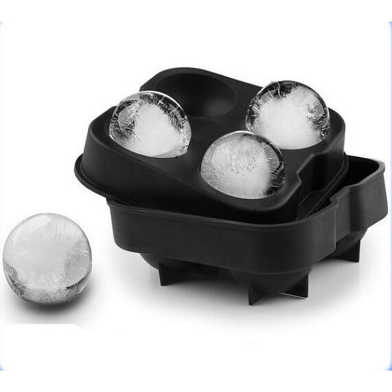Ice Ball Maker Mold - Black Flexible Silicone Ice Tray - Molds 4 X
