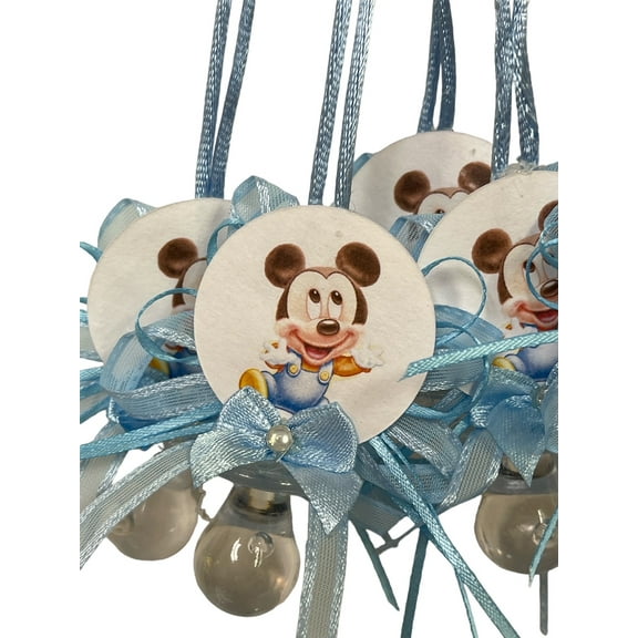 CHARMED Mickey Mouse Pacifier Necklaces Baby Shower Games Favors Prizes 12PC; BLUE