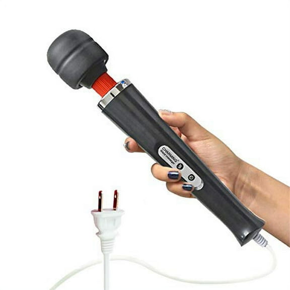 CHARMING 10 Speeds Wired Powerful Handheld Wand Massager with Strong Vibrations, Personal Therapy Magic Massager for Sports Recovery, Muscle Aches, Body Pain (Black)