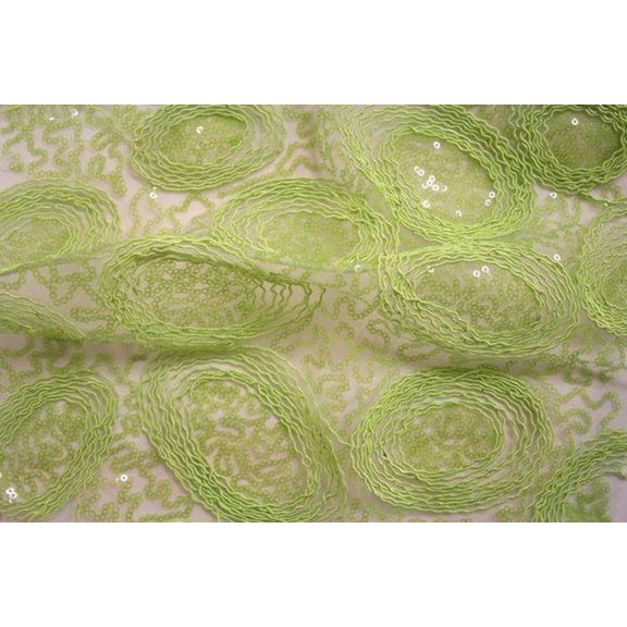 CHARMING Embroidered Sheer Fabric, 54 Inch in Width, Sample 3x3 Inch / Apple Green