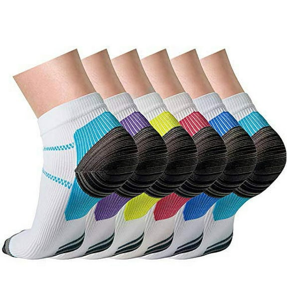CHARMKING Compression Socks Women & Men 6 Pairs 15-20 mmHg is Best Graduated Athletic for Running, Flight Travel, Pregnant, Cycling, Support -Boost Performance, Flexibility, Durability(Multi 01,L