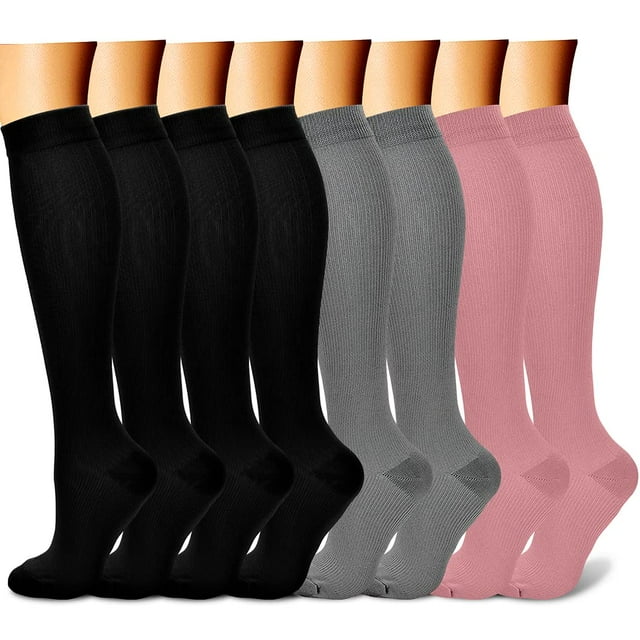 CHARMKING Compression Socks for Women & Men (8 Pairs) 15-20 mmHg ...