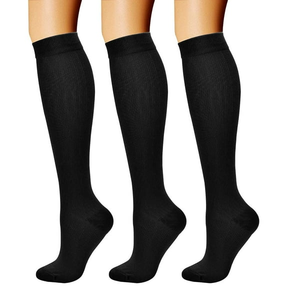 CHARMKING Compression Socks for Women & Men Circulation (3 Pairs)15-20 mmHg is Best Support for Athletic Running Cycling Small-Medium A-01 Balck