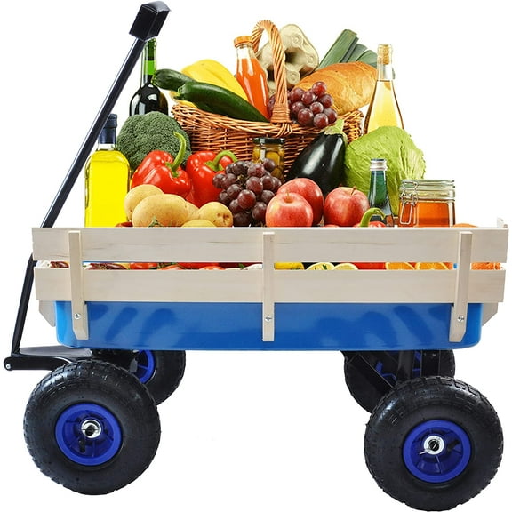 CHARMMA Wagon Cart,Heavy Duty Beach Cart with All Terrain Big Wheels,178 lbs Capacity Utility Wagon Cart for Camping,Shopping,Grocery,Beach,Garden Children Wagons Blue 39.37"x 19.3"x 20.28"(LxWxH)