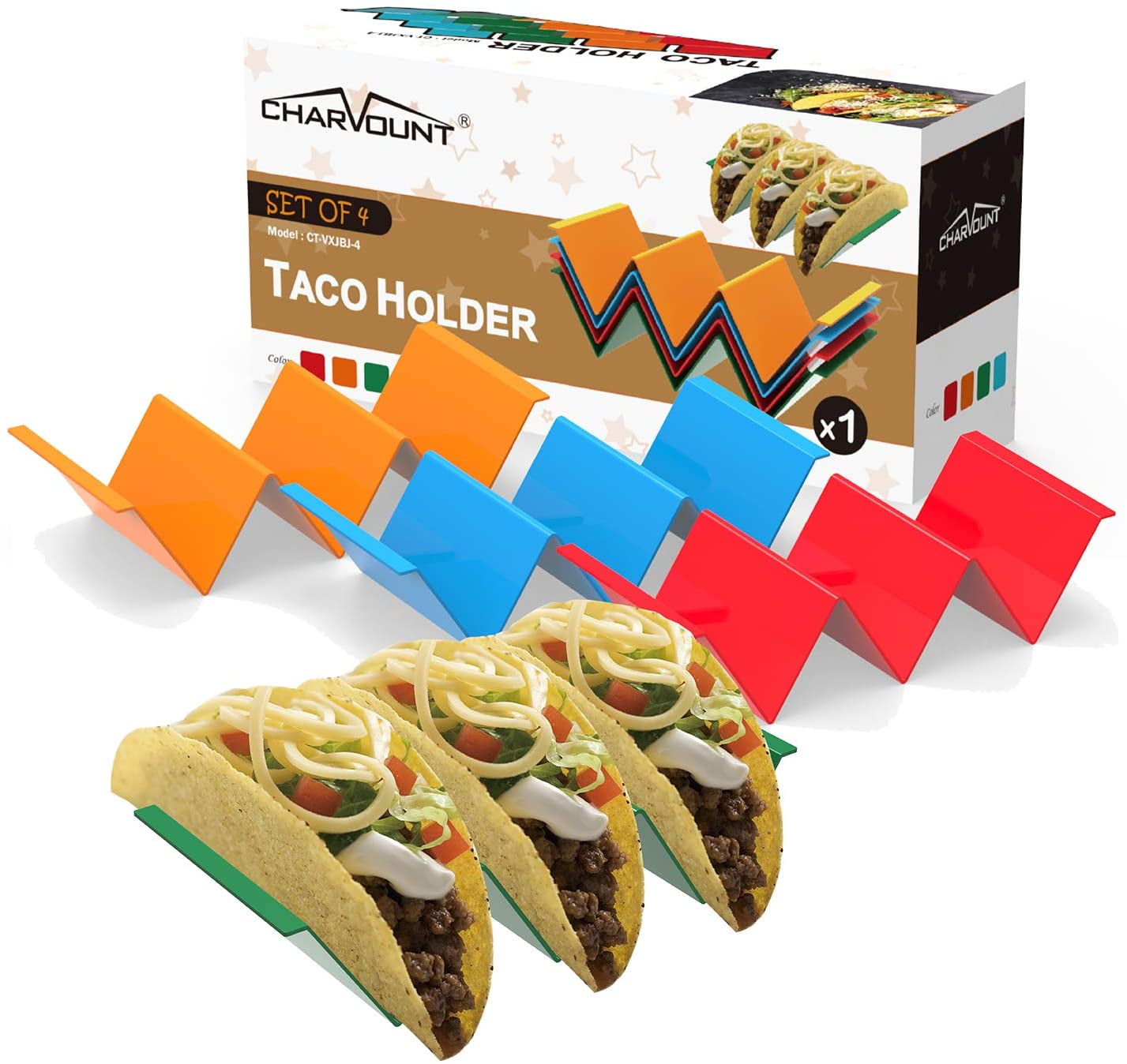 CHARMOUNT Taco Holder Stand Set of 4 Taco Rack Holders Premium Taco
