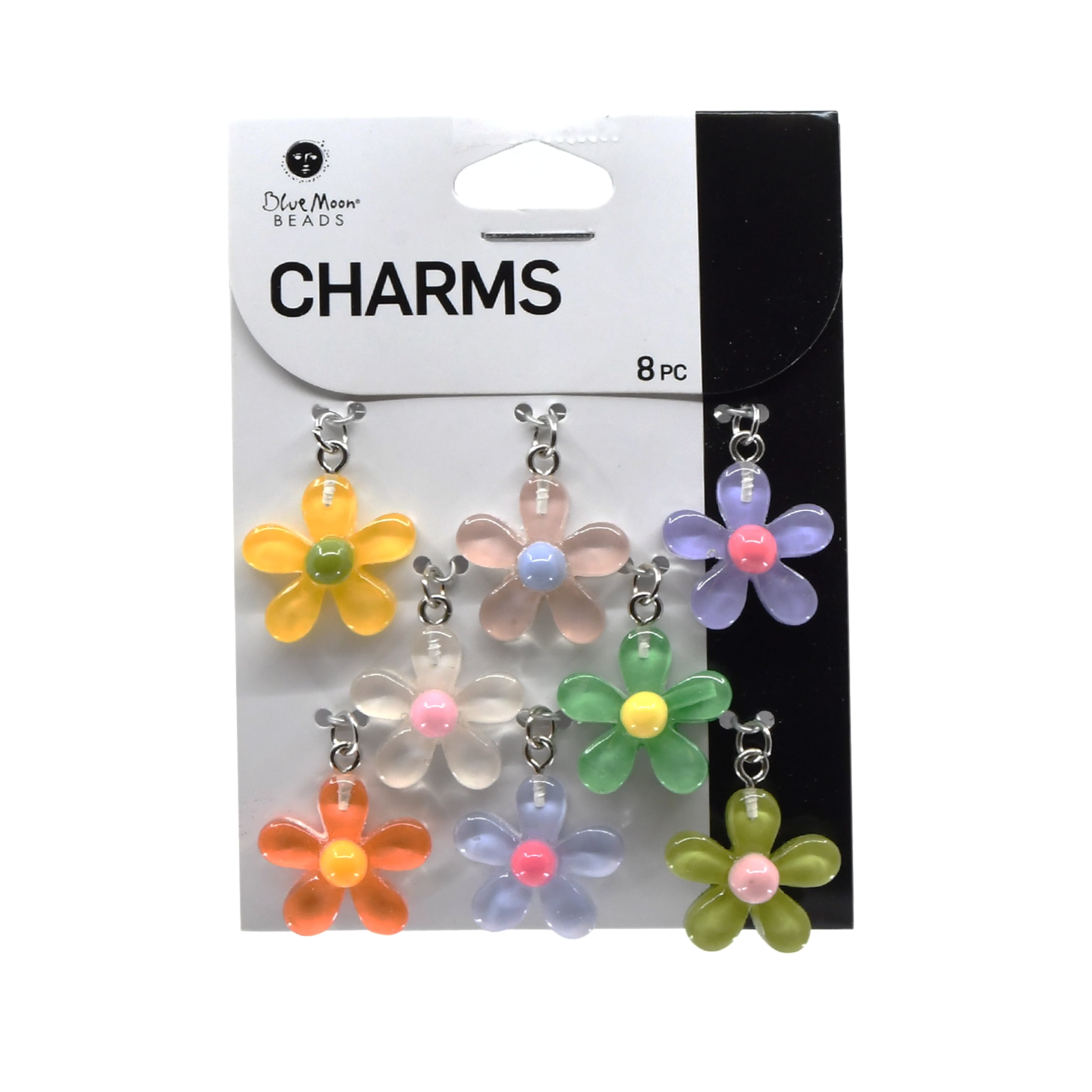 Blue Moon Beads Multi-Color Daisy Charms, Set of 8