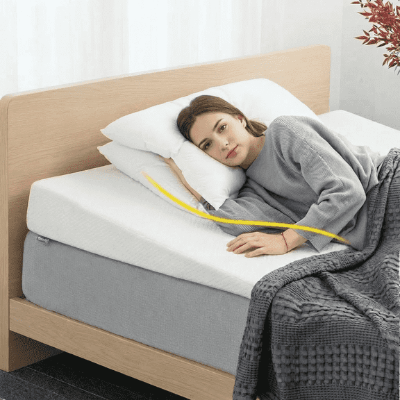 CHARRYARN Bed Wedge Pillow Twin with Memory Foam Top, 5.5 Inch Incline Foam Support Wedge Pillow, Wedge Mattress Elevator with Washable Cover,King,White