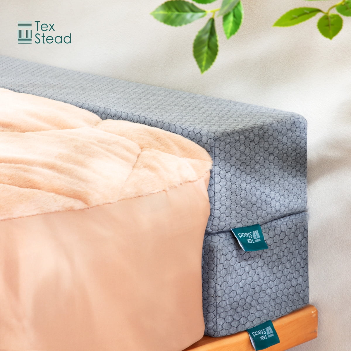 CHARRYARN By TexStead Bed Gap Filler Square Pillow Headboard Cushion (Light Gray, King)