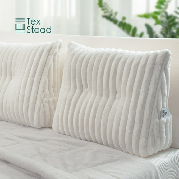 CHARRYARN By TexStead White Wedge Headboard Pillow, large Cushion, soft bed reading backrest (White,23.5*8*20inch)