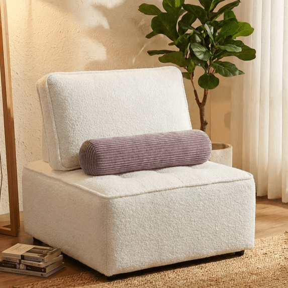 CHARRYARN Cuddle Pillow Bolster Pillow Corduroy Cylindrical Bed Pillow - Multifunctional Long Pillow- uitable for yoga,Lumbar and Neck Support Roll Pillow-Purple(6"x24")