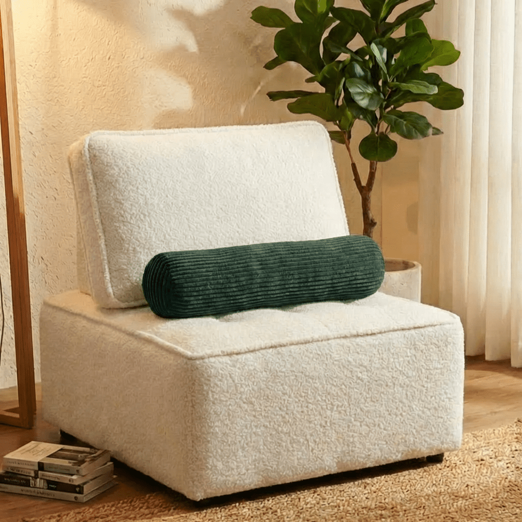 CHARRYARN by TexStead Cuddle Pillow  Bolster Pillow Corduroy Cylindrical Bed Pillow - Multifunctional Long Pillow- uitable for yoga,Lumbar and Neck Support Roll Pillow-Dark green（6"x24")