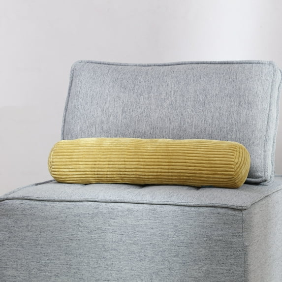 CHARRYARN by TexStead Cuddle Pillow Bolster Pillow Corduroy Cylindrical Bed Pillow - Multifunctional Long Pillow- uitable for yoga,Lumbar and Neck Support Roll Pillow-Yellow(6"x24")