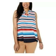 Charter Club Plus Size Striped Top Bright White Combo 3X