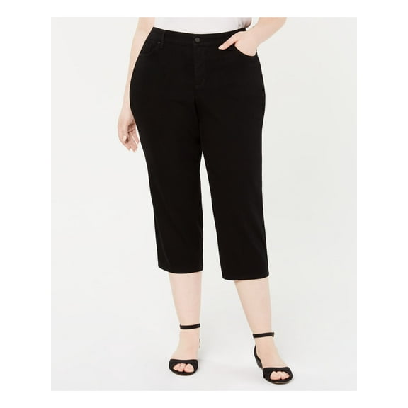 Charter Club Womens Plus Denim Mid-Rise Capri Jeans Black 24W