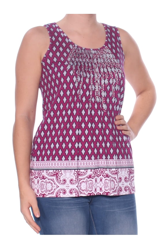 $49 Womens New 1489 Purple Paisley Pleated Top S Petites B+B
