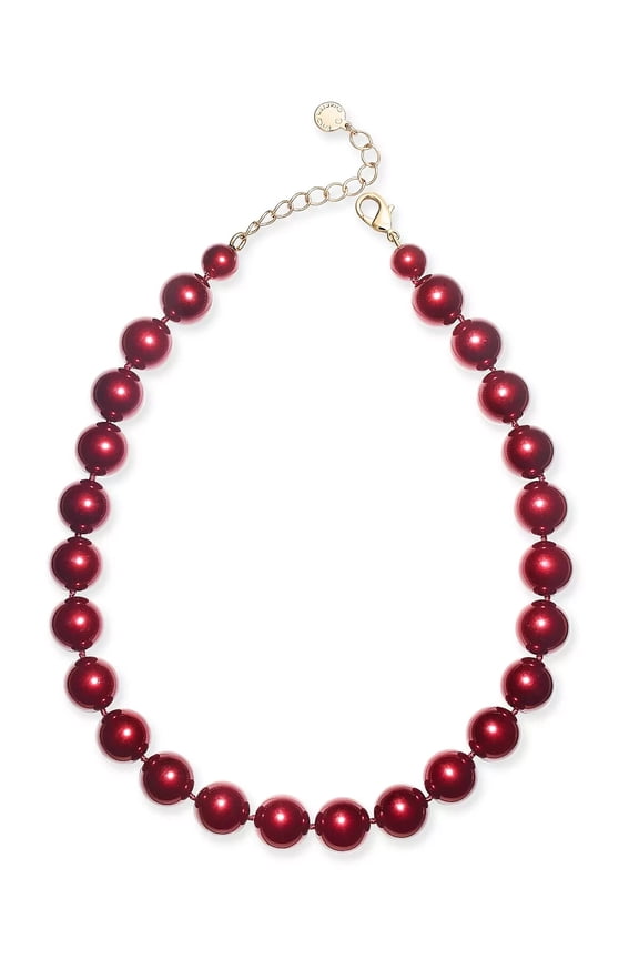 Imitation 14mm Pearl Collar Necklace Red